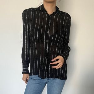 The Kooples black shirt with silver letter stripes